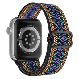 Bohemian Nylon Strap for Apple Watch ultra 2 49mm 41mm 45mm 38/40/44mm Elastic Shiny Bracelet iWatch Series 9/8/7 6 5 4 Se Band
