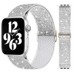 Bohemian Nylon Strap for Apple Watch ultra 2 49mm 41mm 45mm 38/40/44mm Elastic Shiny Bracelet iWatch Series 9/8/7 6 5 4 Se Band