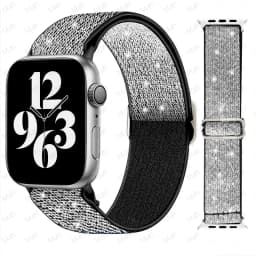 Bohemian Nylon Strap for Apple Watch ultra 2 49mm 41mm 45mm 38/40/44mm Elastic Shiny Bracelet iWatch Series 9/8/7 6 5 4 Se Band