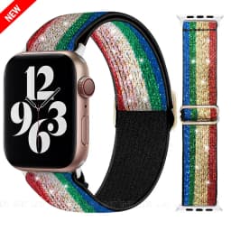Bohemian Nylon Strap for Apple Watch ultra 2 49mm 41mm 45mm 38/40/44mm Elastic Shiny Bracelet iWatch Series 9/8/7 6 5 4 Se Band
