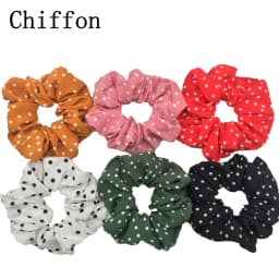 6pcs/lot Hair Scrunchies Simple Daily Scrunchy Elastic Band Women Holder Accessories Chiffon Headwead Dot For Ponytail Casual