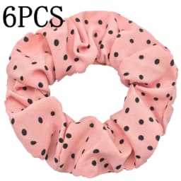 6pcs/lot Hair Scrunchies Simple Daily Scrunchy Elastic Band Women Holder Accessories Chiffon Headwead Dot For Ponytail Casual