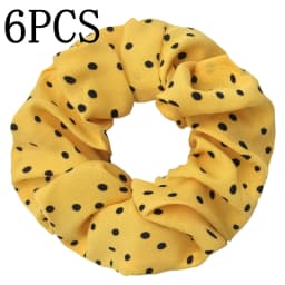 6pcs/lot Hair Scrunchies Simple Daily Scrunchy Elastic Band Women Holder Accessories Chiffon Headwead Dot For Ponytail Casual