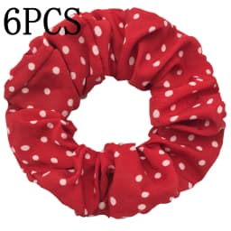6pcs/lot Hair Scrunchies Simple Daily Scrunchy Elastic Band Women Holder Accessories Chiffon Headwead Dot For Ponytail Casual