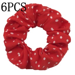 6pcs/lot Hair Scrunchies Simple Daily Scrunchy Elastic Band Women Holder Accessories Chiffon Headwead Dot For Ponytail Casual
