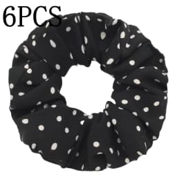 6pcs/lot Hair Scrunchies Simple Daily Scrunchy Elastic Band Women Holder Accessories Chiffon Headwead Dot For Ponytail Casual