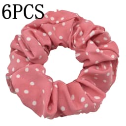 6pcs/lot Hair Scrunchies Simple Daily Scrunchy Elastic Band Women Holder Accessories Chiffon Headwead Dot For Ponytail Casual