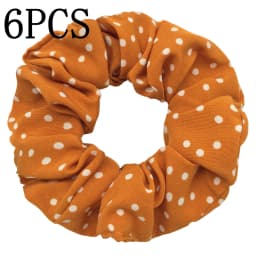 6pcs/lot Hair Scrunchies Simple Daily Scrunchy Elastic Band Women Holder Accessories Chiffon Headwead Dot For Ponytail Casual