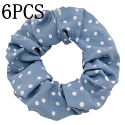 6pcs/lot Hair Scrunchies Simple Daily Scrunchy Elastic Band Women Holder Accessories Chiffon Headwead Dot For Ponytail Casual