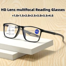 TR Sports Multifocal Reading Glasses Men Women Fashion HD Far Sight Eyewear Unisex Ultralight Square Hyperopia Plus Eyeglasses