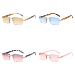 2024 New square rimless sunglasses Fashion cut edge men's glasses Jelly coloured women's sunglasses Fashion clothing Street beat