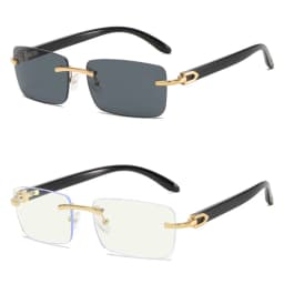 2024 New square rimless sunglasses Fashion cut edge men's glasses Jelly coloured women's sunglasses Fashion clothing Street beat