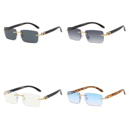 2024 New square rimless sunglasses Fashion cut edge men's glasses Jelly coloured women's sunglasses Fashion clothing Street beat
