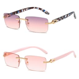 2024 New square rimless sunglasses Fashion cut edge men's glasses Jelly coloured women's sunglasses Fashion clothing Street beat