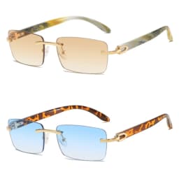 2024 New square rimless sunglasses Fashion cut edge men's glasses Jelly coloured women's sunglasses Fashion clothing Street beat