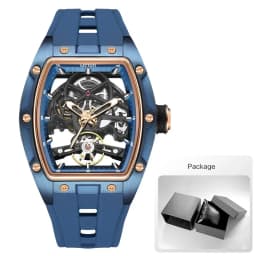 MEGIR Automatic Wristwatch Men Fashion Black Silicone Strap Wateproof Luminous Sport Mechanical Watch with Tonneau Dial 2242