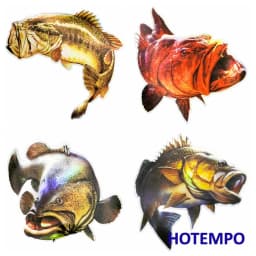 Big Sea Fish Stickers Laser Glossy Style Marine Life Go Fishing Outdoor for Fisherman Boat Laptop Luggage Car Waterproof Sticker