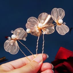 2PCS Golden Pearl Rhinestone Hairpin for Women Newest Bridal Wedding Hair Sticks Boho Style Headpieces Hair Accessories