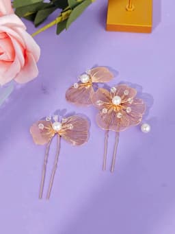 2PCS Golden Pearl Rhinestone Hairpin for Women Newest Bridal Wedding Hair Sticks Boho Style Headpieces Hair Accessories