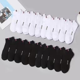 20/50 Pairs of High-Quality Soft and Comfortable Men's Sports Socks Casual and Breathable Black and White Short Socks