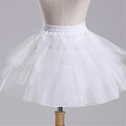 White Children Kids Petticoat A-Line 3 Hoops One Layer Flower Girls Crinoline Lace Trim Flower Girl Dress Underskirt