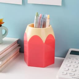 Cute Pencil Head Shape Pen Holder Pencil Storage Box Student Desktop Office Household Multifunctional Makeup Brush Organizer Box