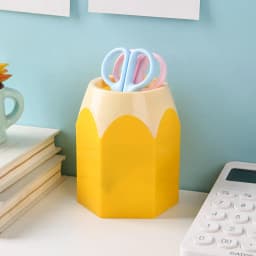 Cute Pencil Head Shape Pen Holder Pencil Storage Box Student Desktop Office Household Multifunctional Makeup Brush Organizer Box