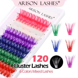 ARISON 120 Cluster Colorful Individual Lashes 6 Mixed Color Eyelash Extension Cluster False Eyelash For Festival Party Makeup