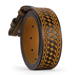 Men's Leather Belt Without Buckle Western Mens Cowboy Belts For Jeans Two Layer Embossed Cowhide No Buckle Strap