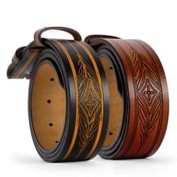 Men's Leather Belt Without Buckle Western Mens Cowboy Belts For Jeans Two Layer Embossed Cowhide No Buckle Strap