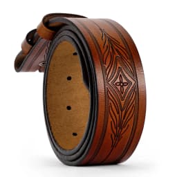 Men's Leather Belt Without Buckle Western Mens Cowboy Belts For Jeans Two Layer Embossed Cowhide No Buckle Strap