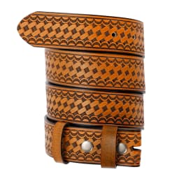 Men's Leather Belt Without Buckle Western Mens Cowboy Belts For Jeans Two Layer Embossed Cowhide No Buckle Strap