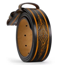 Men's Leather Belt Without Buckle Western Mens Cowboy Belts For Jeans Two Layer Embossed Cowhide No Buckle Strap