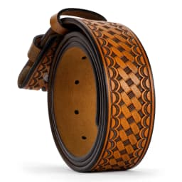 Men's Leather Belt Without Buckle Western Mens Cowboy Belts For Jeans Two Layer Embossed Cowhide No Buckle Strap