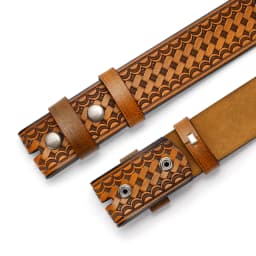 Men's Leather Belt Without Buckle Western Mens Cowboy Belts For Jeans Two Layer Embossed Cowhide No Buckle Strap