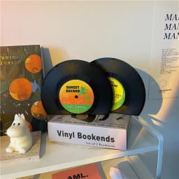 Vinyl CD Bookends Creative Record Bookstand Desktop Decoration Rubbie Vintage Partition Bookcase Office Accessories