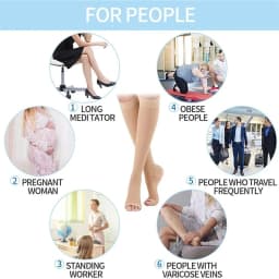 1 Pairs S-XXL Compression Socks Medical Prevent Varicose Veins Toeless Support Hose for Women Men