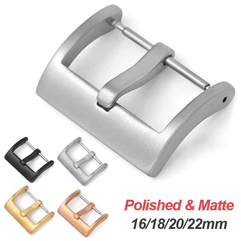 16 18 20 22mm Watch Band Metal Buckle Strap Solid Square Button Stainless Steel Matte Polished Clasp Silver Black Watch Buckles