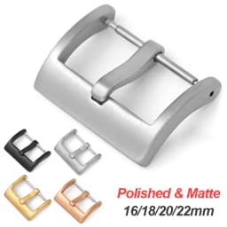 16 18 20 22mm Watch Band Metal Buckle Strap Solid Square Button Stainless Steel Matte Polished Clasp Silver Black Watch Buckles
