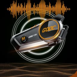 C50 Motorcycle Bluetooth Helmet Headset V5.3 Tri-Colorful Lights Earphone IPX6 Waterproof Support Connecting 2 Phones Same Time
