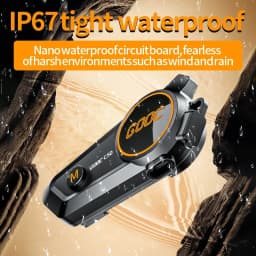 C50 Motorcycle Bluetooth Helmet Headset V5.3 Tri-Colorful Lights Earphone IPX6 Waterproof Support Connecting 2 Phones Same Time