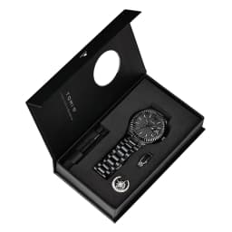 TOMI New Men's Watch Brooch Ring Gift Box Set Luxury Business Stainless Steel Strap Men's Calendar Casual Quartz Watch Reloj