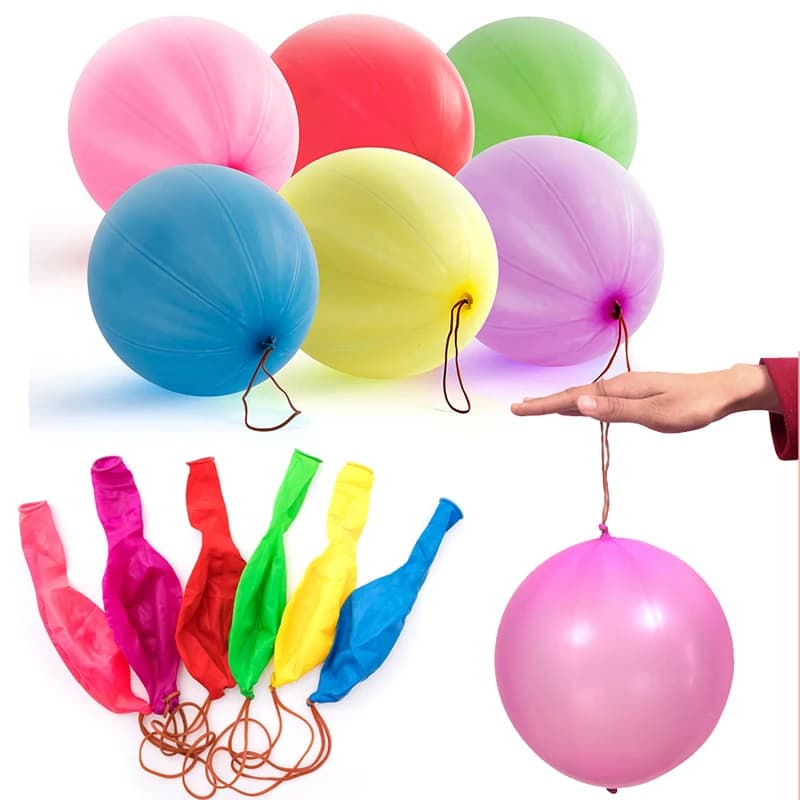 5/10pcs Large Punch Balloons Party Favors Kids Big Punching Ball Latex Bounce Balloon with Rubber Band Outdoor Toy Birthday Gift