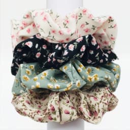 5pcs/set Sweet Cute Print Flower Scrunchies For Women Stretch Hair Accessories Elastic Rubber Band Rope Headwear Ditsy Floral