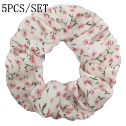 5pcs/set Sweet Cute Print Flower Scrunchies For Women Stretch Hair Accessories Elastic Rubber Band Rope Headwear Ditsy Floral