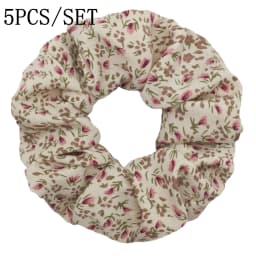 5pcs/set Sweet Cute Print Flower Scrunchies For Women Stretch Hair Accessories Elastic Rubber Band Rope Headwear Ditsy Floral