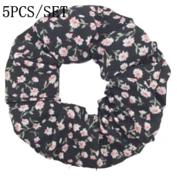 5pcs/set Sweet Cute Print Flower Scrunchies For Women Stretch Hair Accessories Elastic Rubber Band Rope Headwear Ditsy Floral