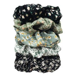 5pcs/set Sweet Cute Print Flower Scrunchies For Women Stretch Hair Accessories Elastic Rubber Band Rope Headwear Ditsy Floral