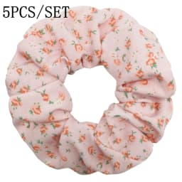 5pcs/set Sweet Cute Print Flower Scrunchies For Women Stretch Hair Accessories Elastic Rubber Band Rope Headwear Ditsy Floral