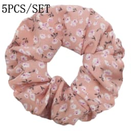 5pcs/set Sweet Cute Print Flower Scrunchies For Women Stretch Hair Accessories Elastic Rubber Band Rope Headwear Ditsy Floral